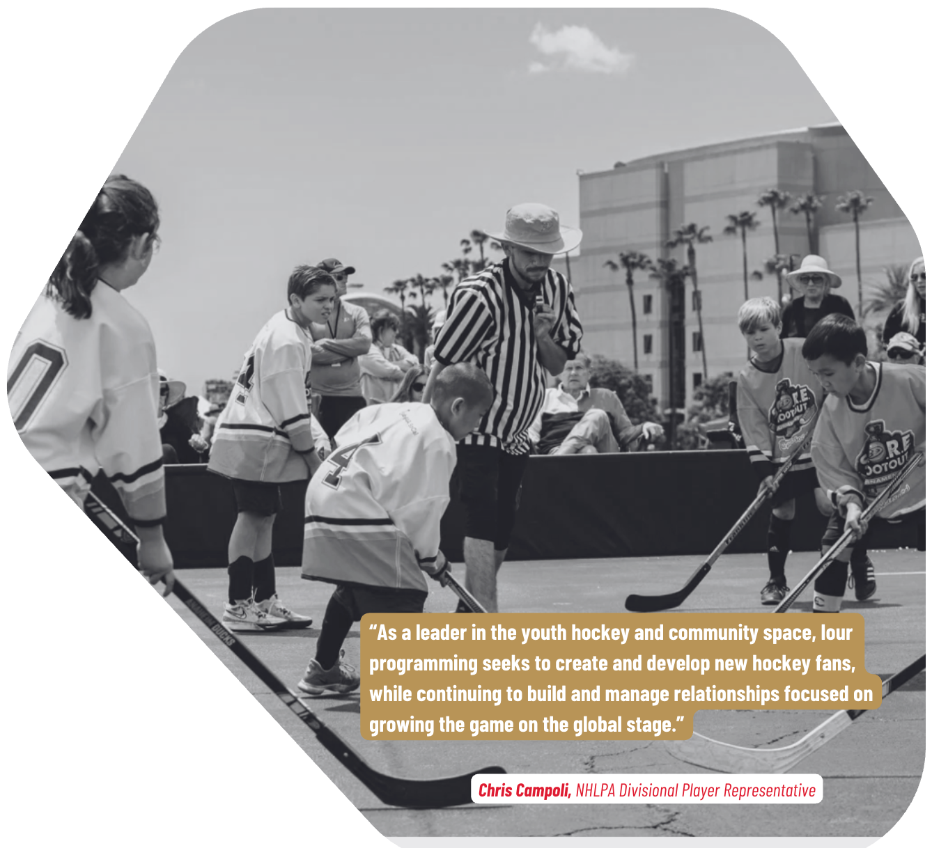 Youth hockey program with kids playing street hockey